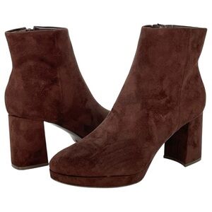 Calvin Klein Uda2 Brown Faux Suede Womens Platform Ankle Boots Size 8.5M